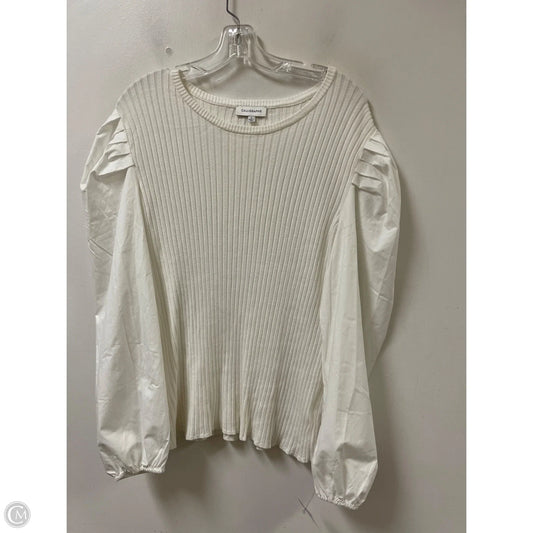 Top Long Sleeve By Calligraphie In White, Size: L