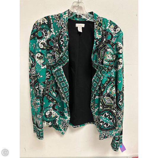 Blazer By Chicos In Black & Green, Size: M