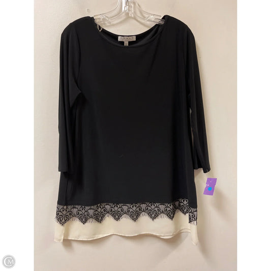 Tunic Long Sleeve By Chaus In Black & White, Size: L