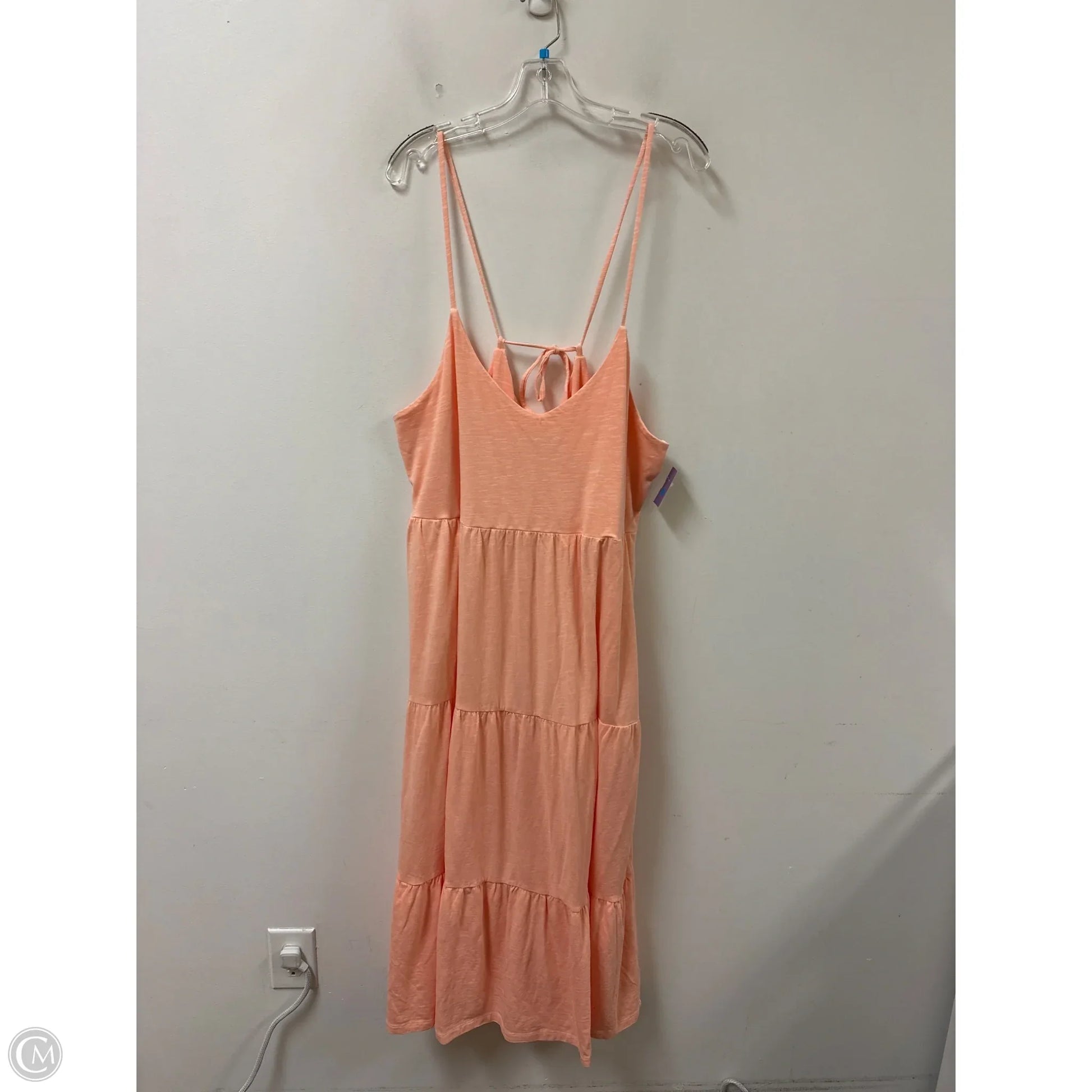 old navy pink and orange dress Old Navy Maxi Dress M Orange Cream Side Cutout Floral Cottage Resort Boho NWT