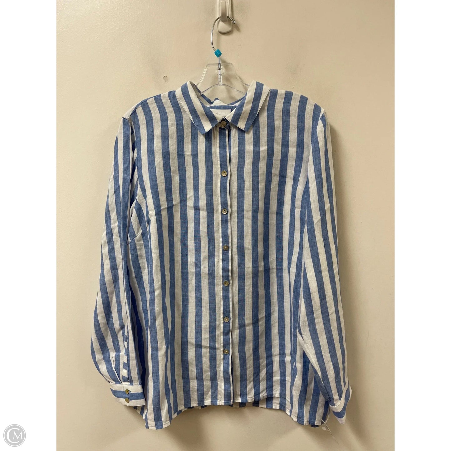 Blouse Long Sleeve By J. Jill In Blue & White, Size: L