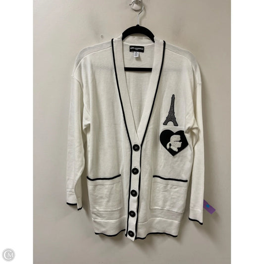 Sweater Cardigan Designer By Karl Lagerfeld In White, Size: M