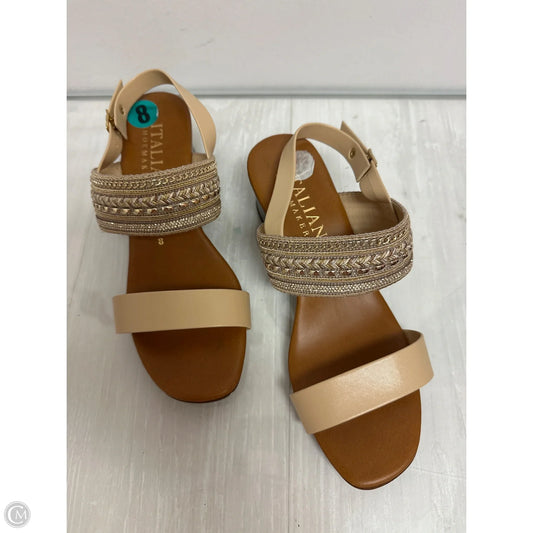 Sandals Heels Block By Italian Shoemakers In Gold, Size: 8