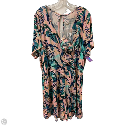 Dress Casual Midi By Torrid In Green & Pink, Size: 2x
