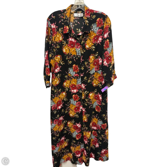 Dress Casual Maxi By Time And Tru In Black & Yellow, Size: L