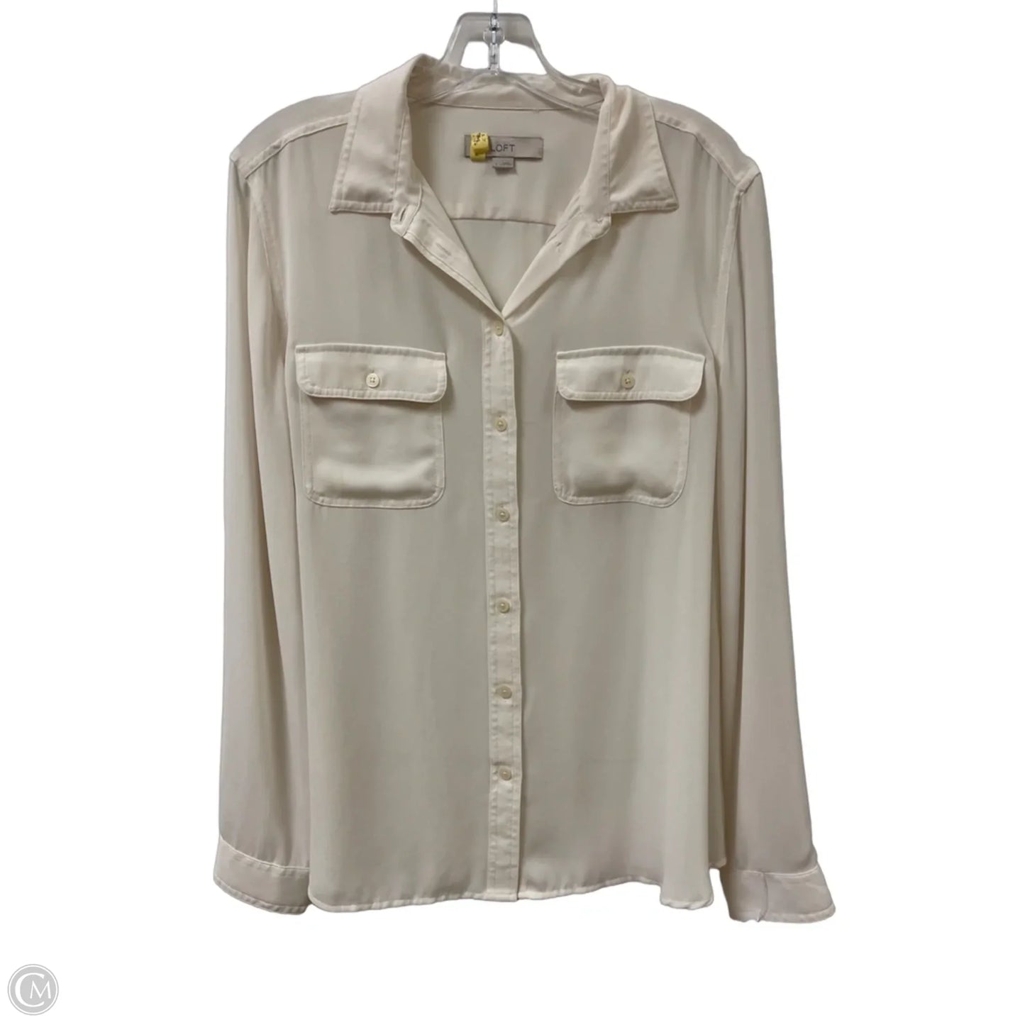 Blouse Long Sleeve By Loft In Cream, Size: L