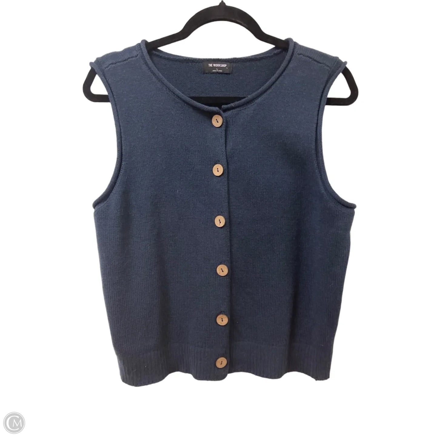 Sweater Short Sleeve By Clothes Mentor In Navy, Size: L