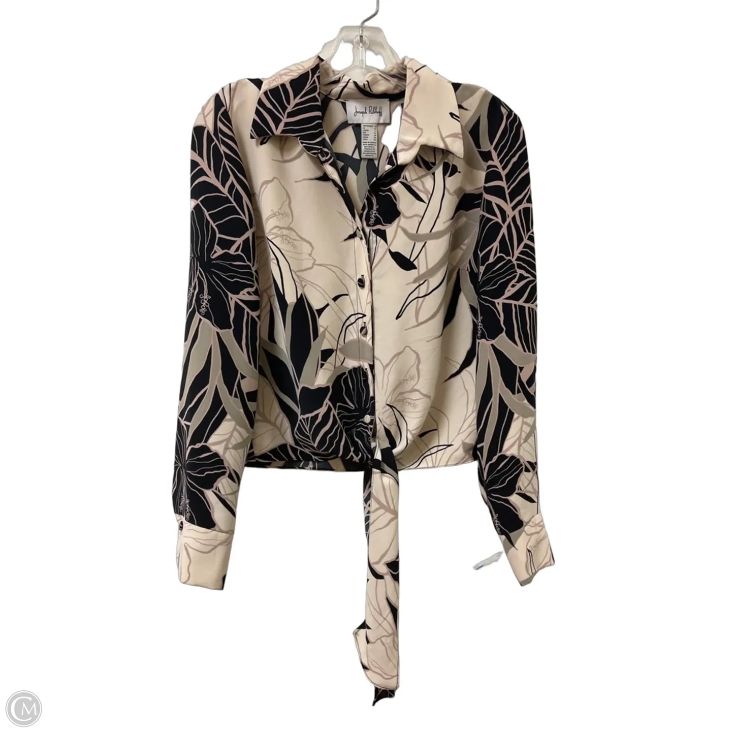 Top Long Sleeve By Joseph Ribkoff In Black & Cream, Size: M