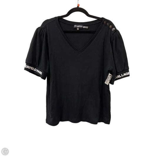 Top Short Sleeve Designer By Karl Lagerfeld In Black, Size: Xl