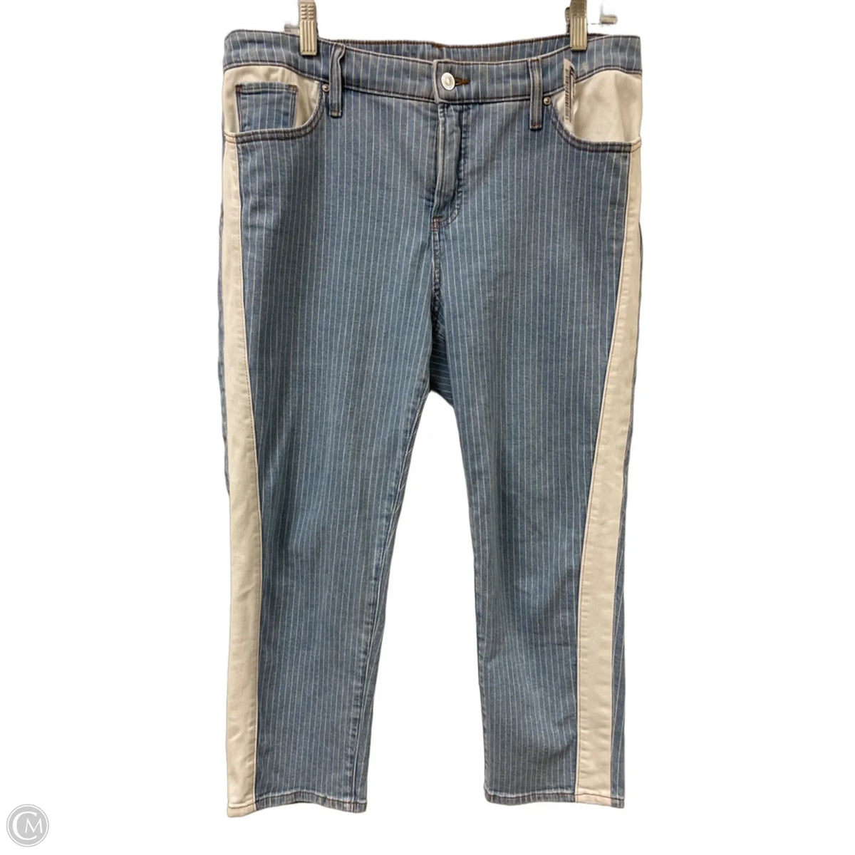 Jeans Cropped By Chicos In Striped Pattern, Size: 10