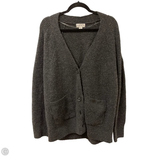 Sweater Cardigan By Ava & Viv In Grey, Size: 2x