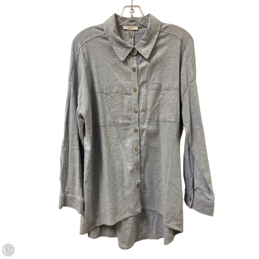 Blouse Long Sleeve By Cable And Gauge In Blue, Size: L