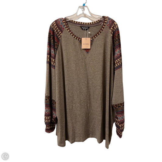Top Long Sleeve By Bloomchic In Brown, Size: 4x