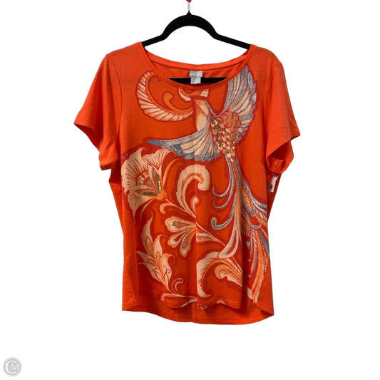 Top Short Sleeve By Chicos In Orange, Size: L