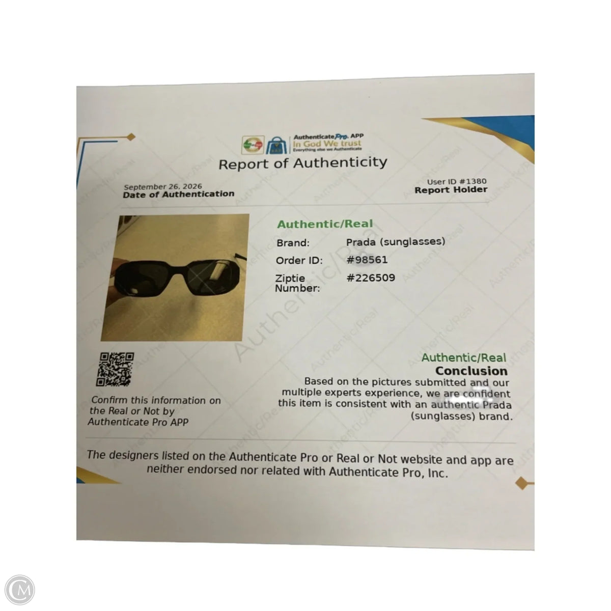 Sunglasses Luxury Designer By Prada, Size: Small