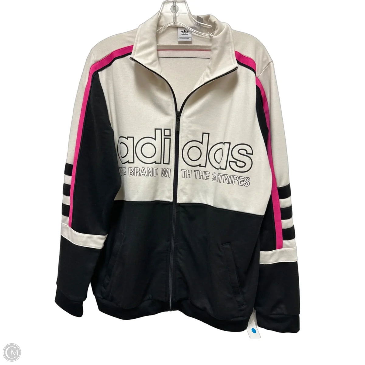 Athletic Jacket By Adidas In Black & White, Size: L