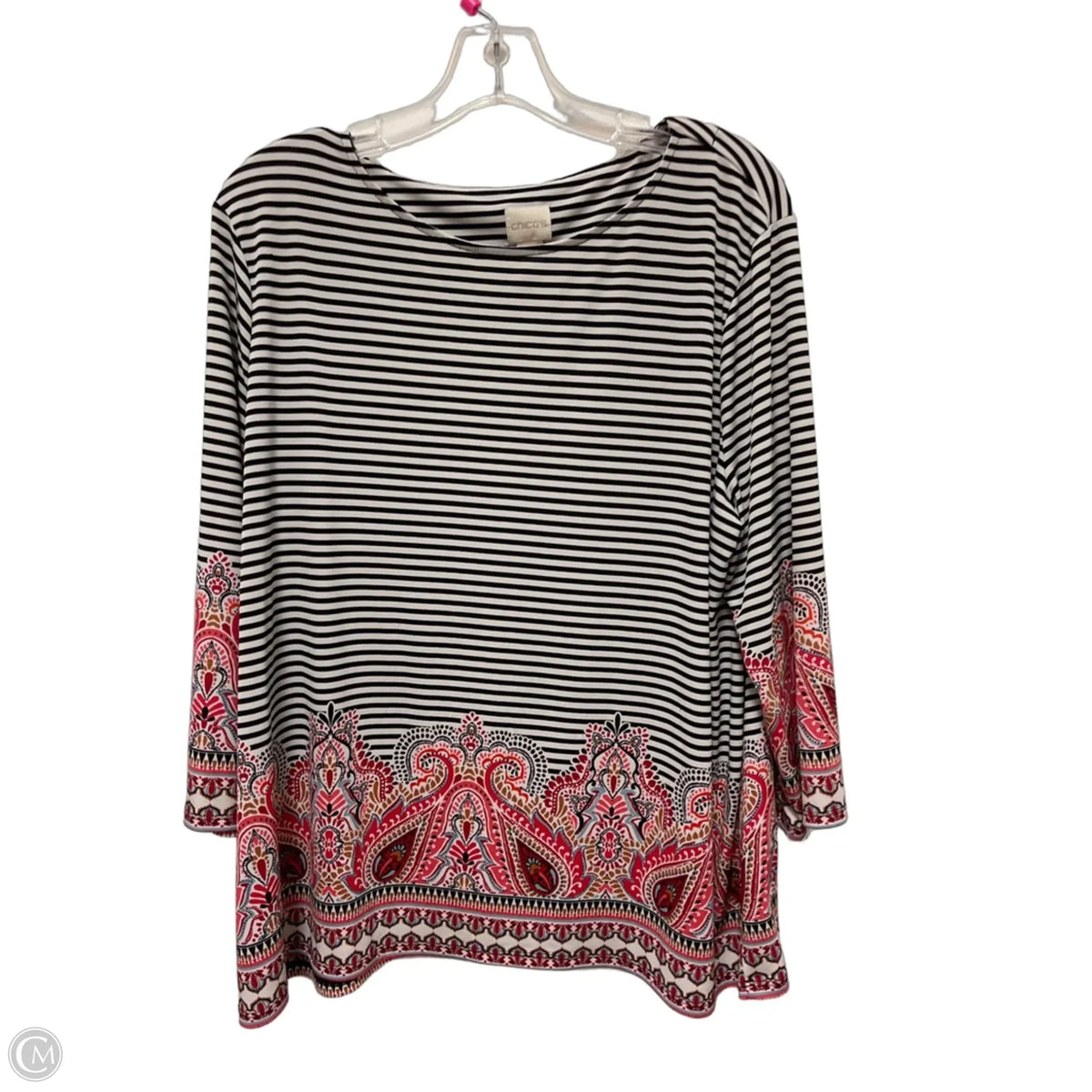Top Long Sleeve By Chicos In Striped Pattern, Size: Xl
