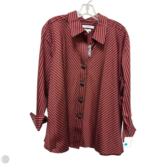 Blouse Long Sleeve By Foxcroft In Black & Red, Size: 2x