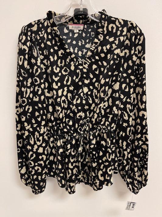 Black & Cream Top Long Sleeve Andree By Unit, Size S