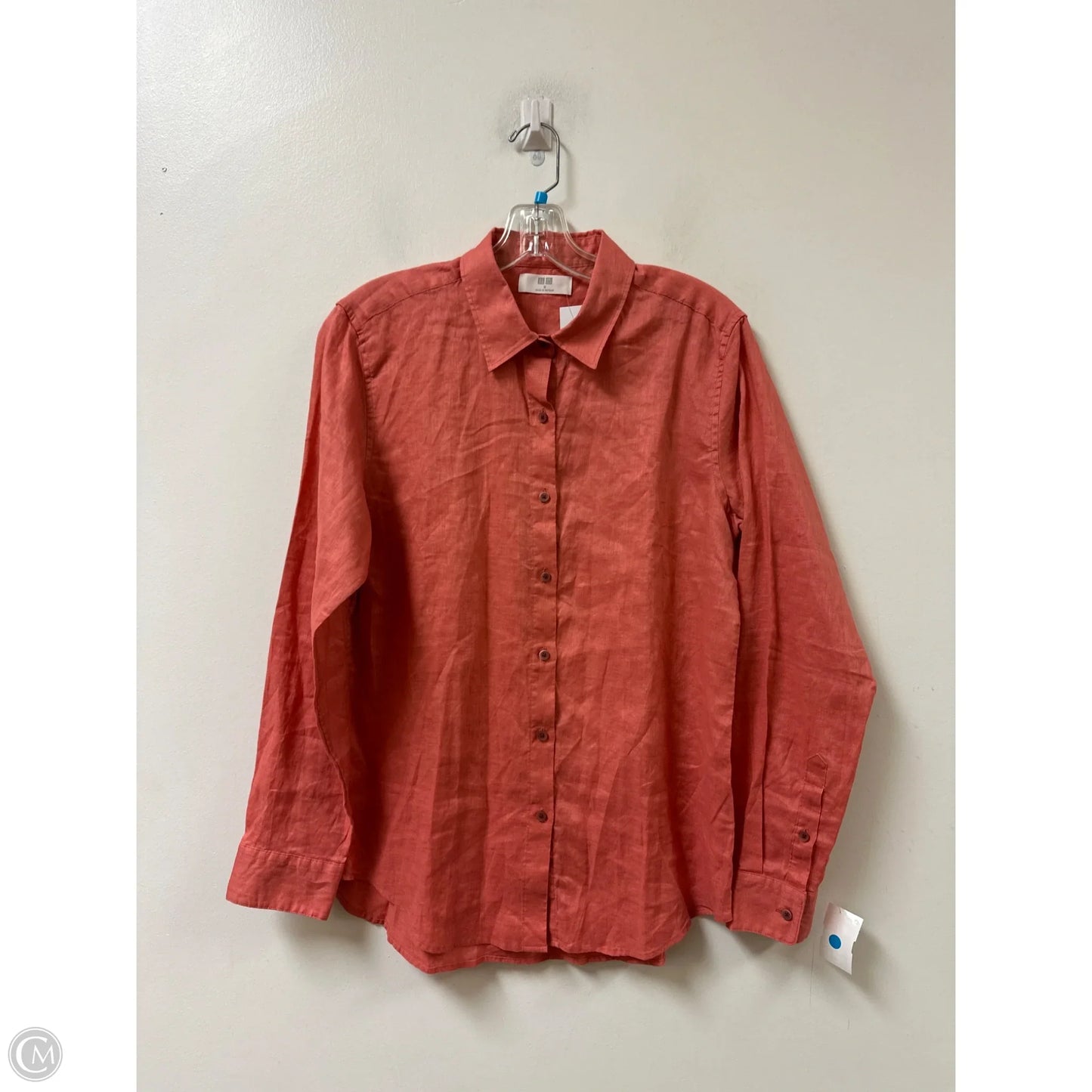 Blouse Long Sleeve By Uniqlo In Orange, Size: M