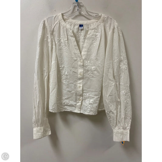 Blouse Long Sleeve By Old Navy In White, Size: M