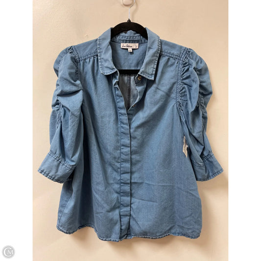 Blouse Short Sleeve By Sam Edelman In Blue, Size: L