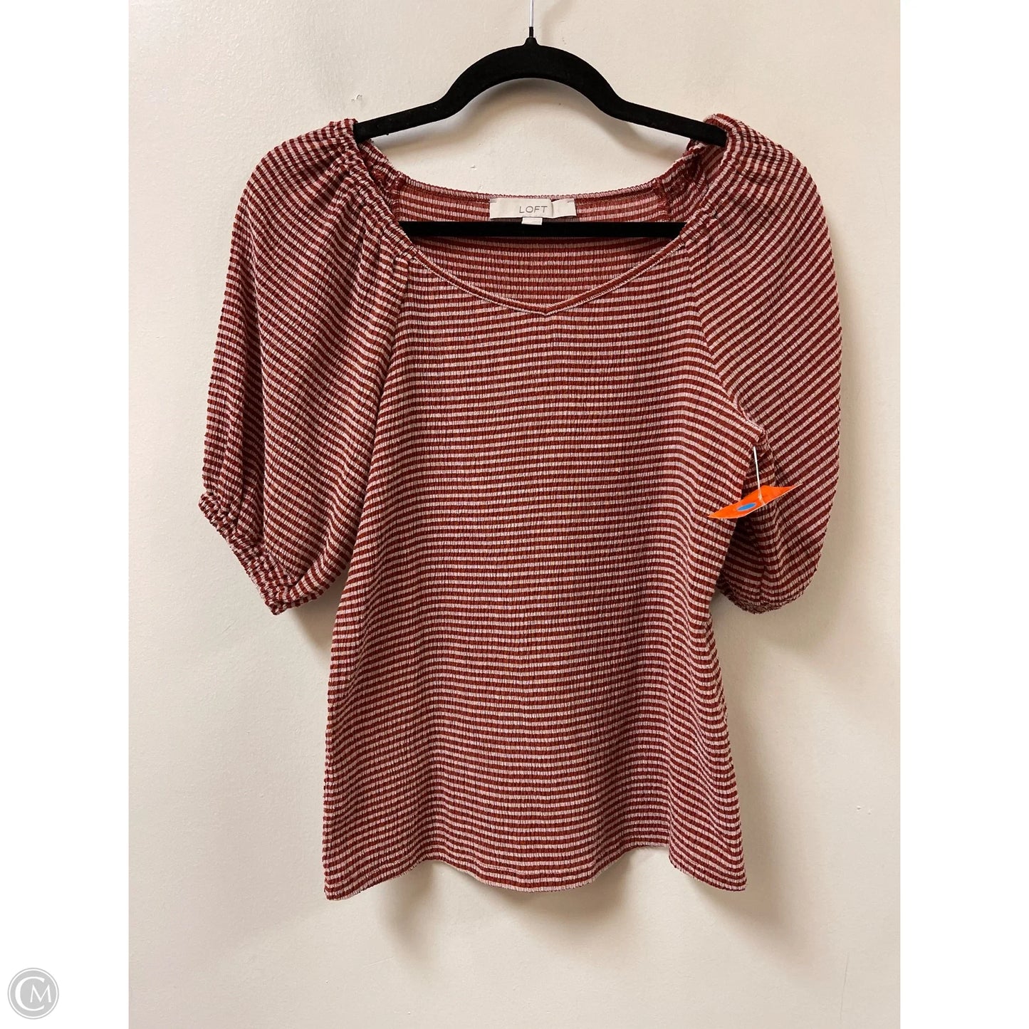 Top Short Sleeve By Loft In Striped Pattern, Size: Xs