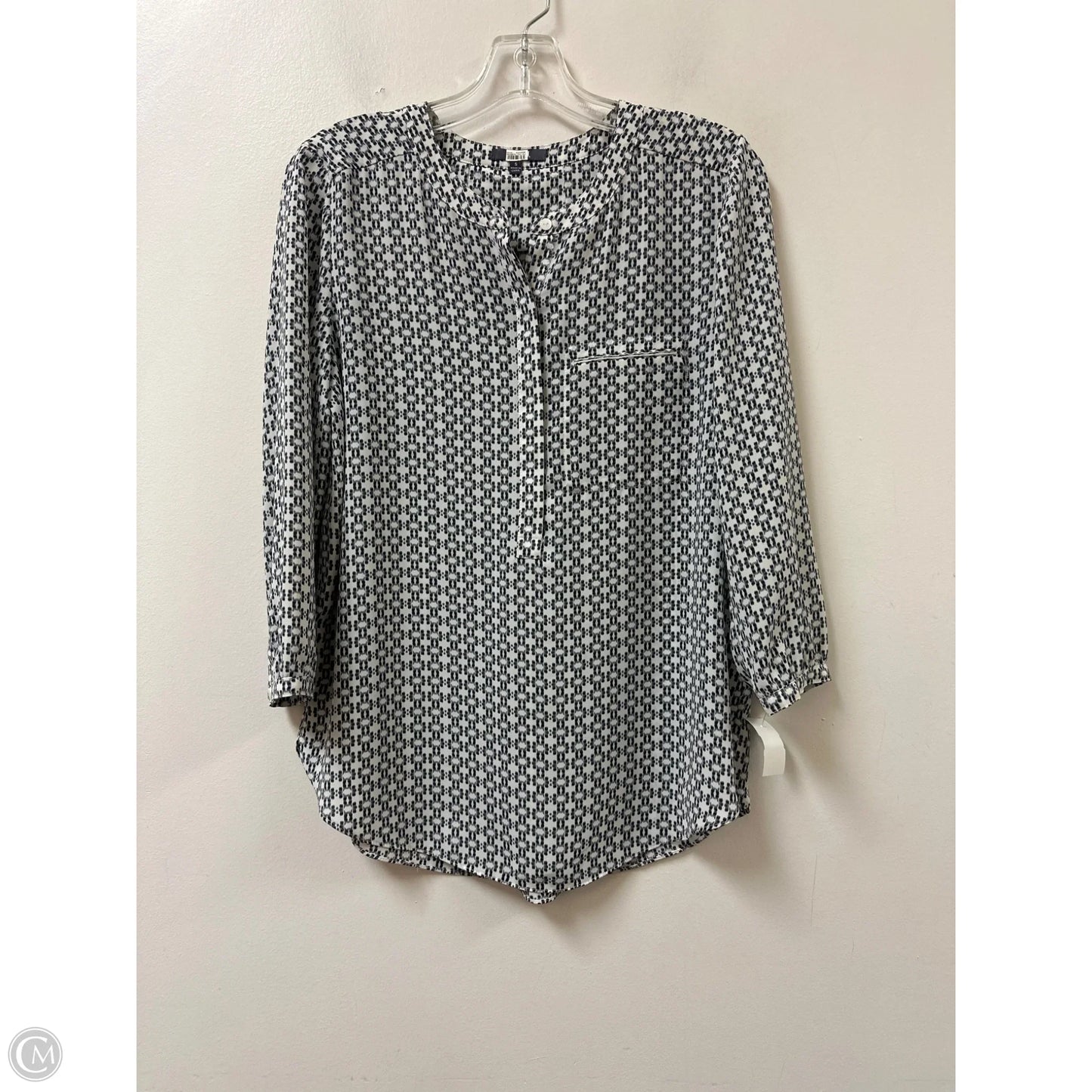 Top Long Sleeve By Not Your Daughters Jeans In Grey & White, Size: S