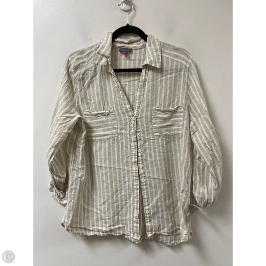 Blouse Long Sleeve By Vince Camuto In Cream & White, Size: L