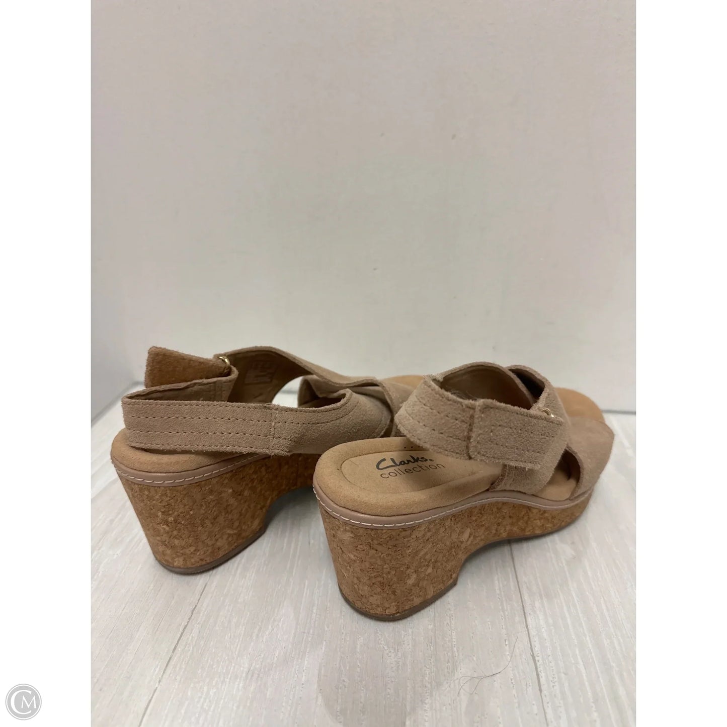 Sandals Heels Wedge By Clarks In Brown, Size: 8.5