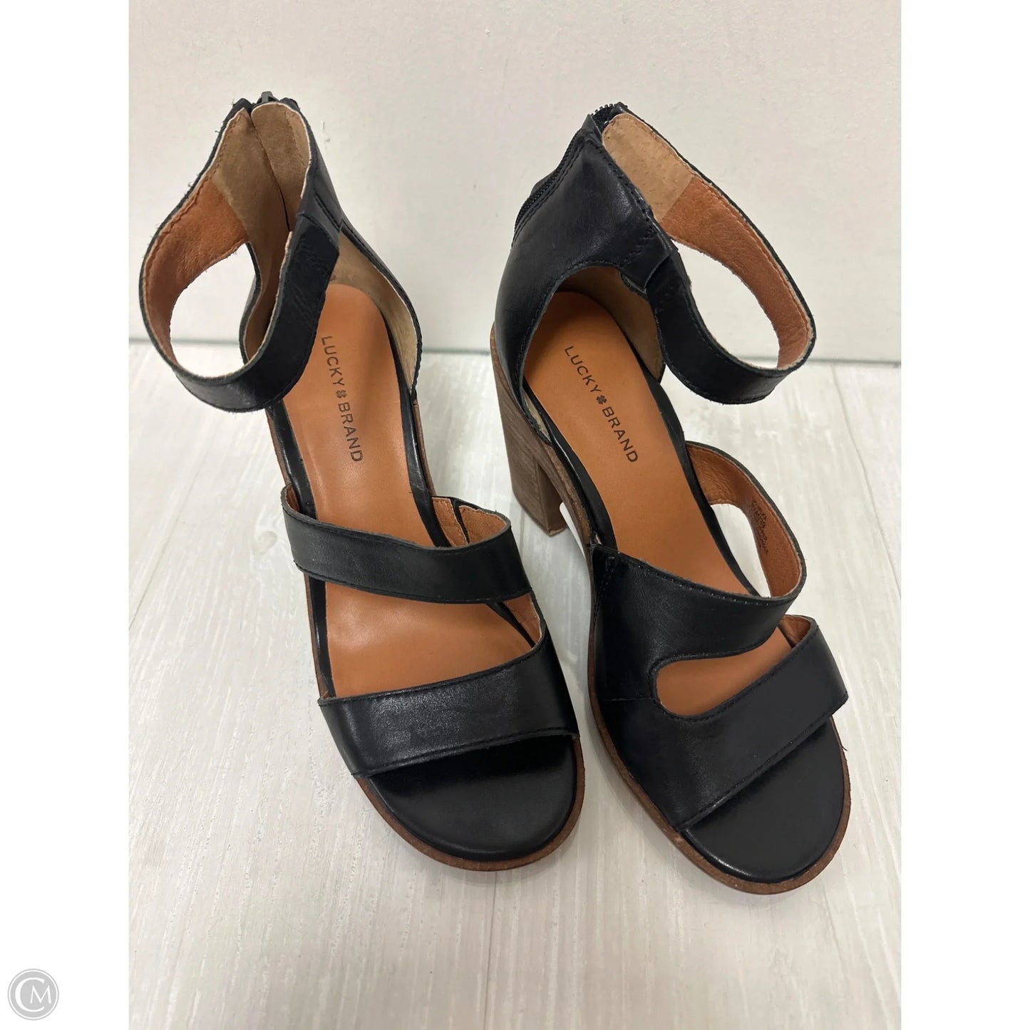 Sandals Heels Block By Lucky Brand In Black, Size: 8.5