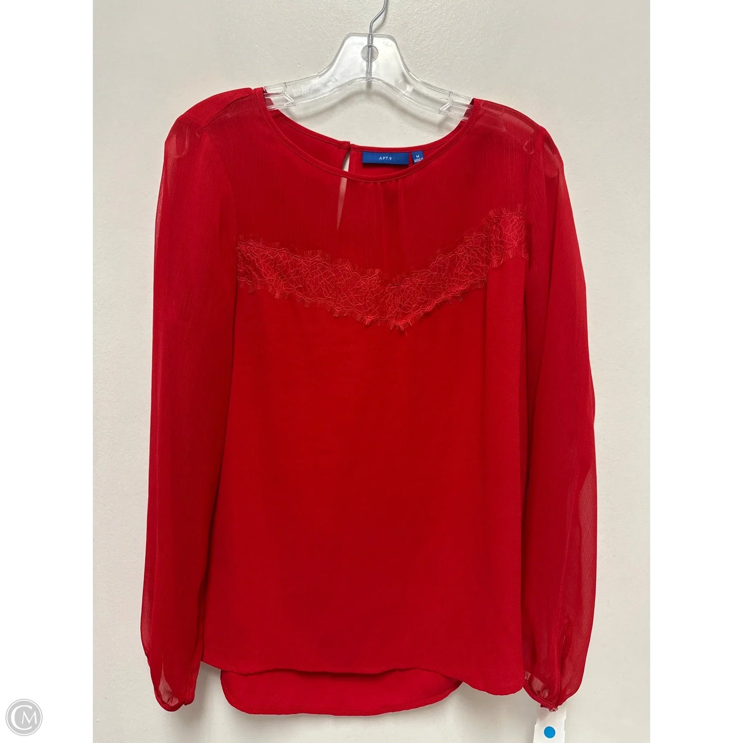 Top Long Sleeve By Apt 9 In Red, Size: M