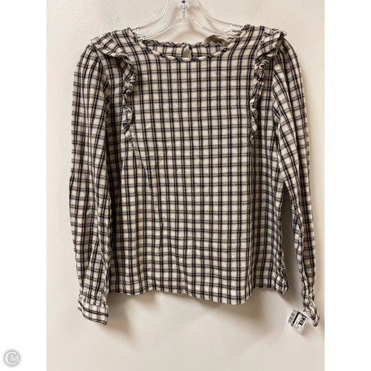 Top Long Sleeve By Loft In Black & Cream, Size: Sp