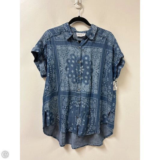 Blouse Short Sleeve By For The Republic In Blue, Size: M