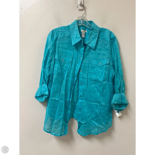 Blouse Long Sleeve By Chicos In Blue, Size: L