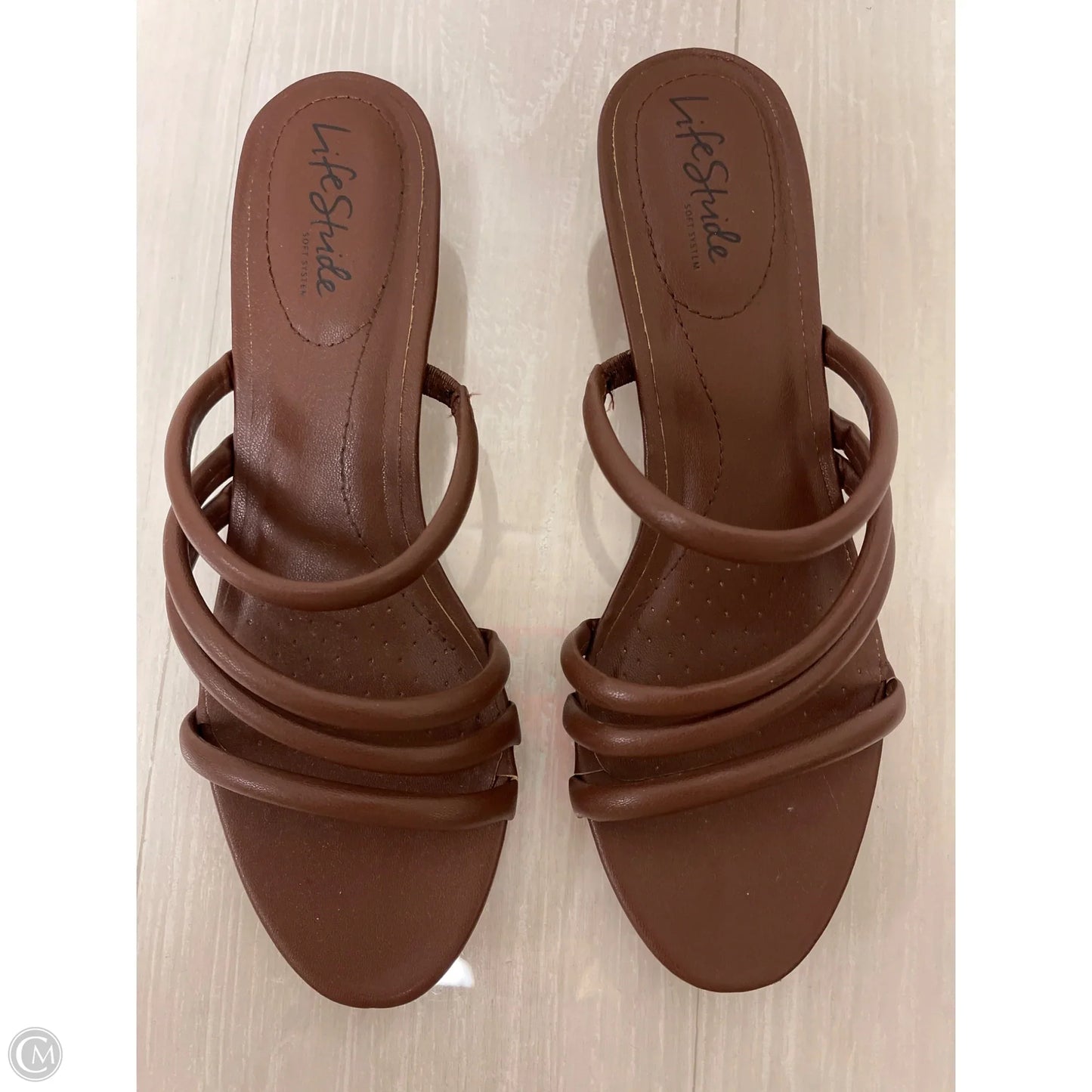 Sandals Heels Wedge By Life Stride In Brown, Size: 9.5