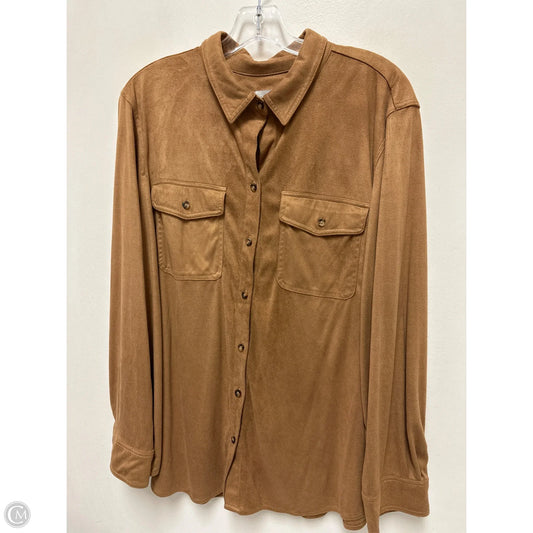 Blouse Long Sleeve By Chicos In Brown, Size: 1x