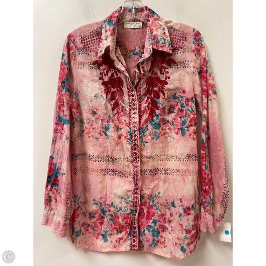 Blouse Long Sleeve By Clothes Mentor In Pink, Size: M