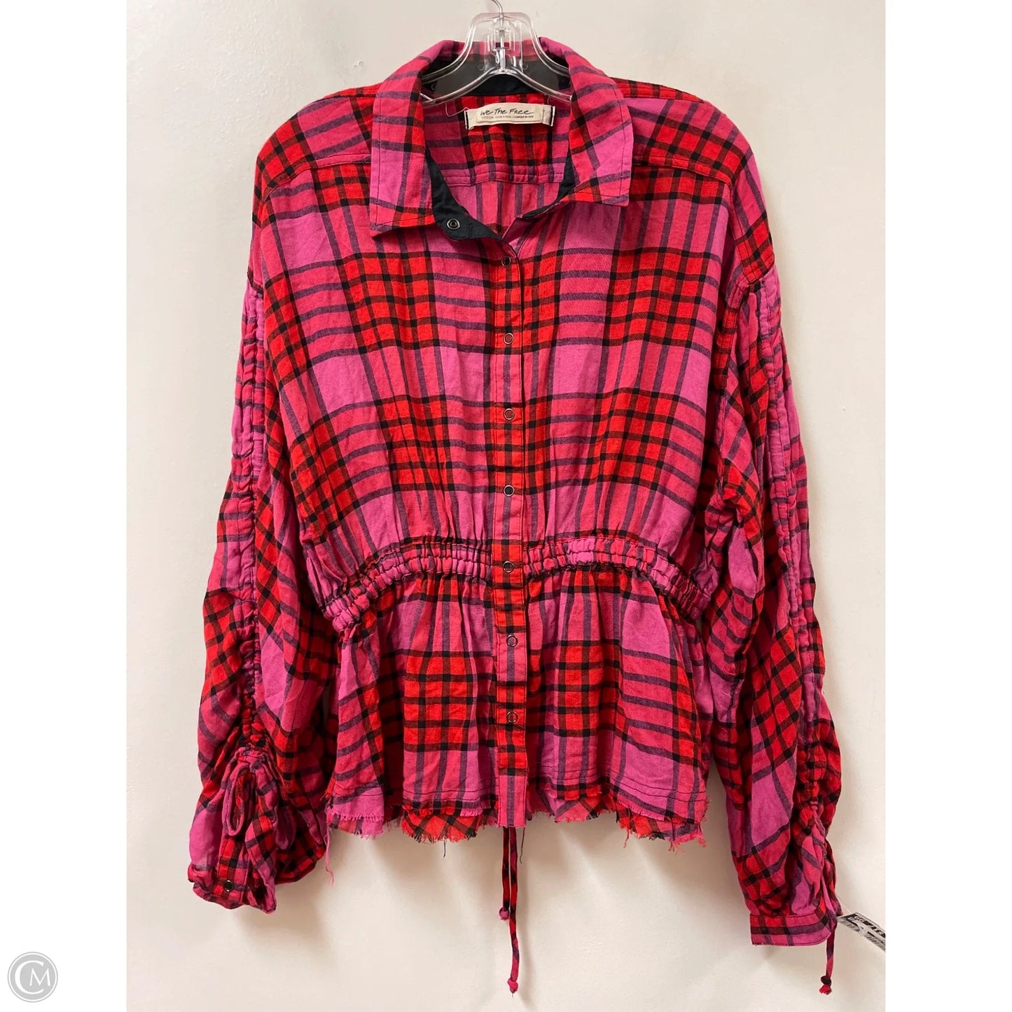 Blouse Long Sleeve By We The Free In Pink & Red, Size: M