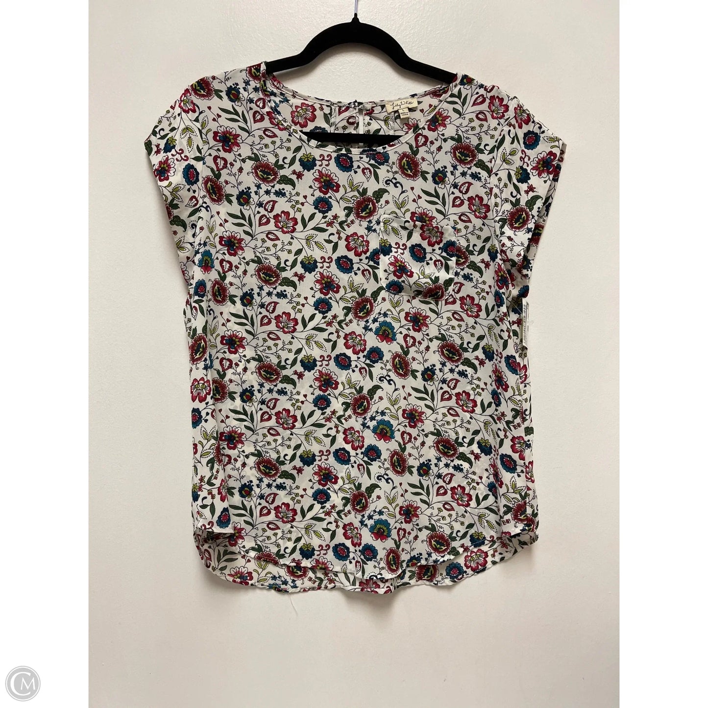 Top Short Sleeve By Lily White In Floral Print, Size: L