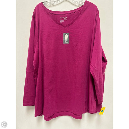 Top Long Sleeve By Terra & Sky In Pink, Size: 4x