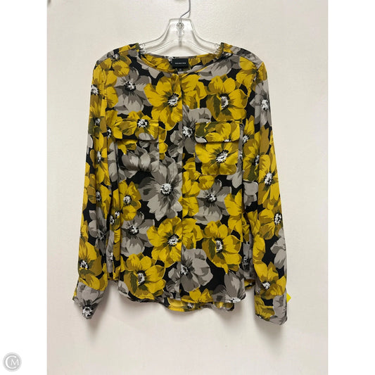 Blouse Long Sleeve By Who What Wear In Grey & Yellow, Size: M