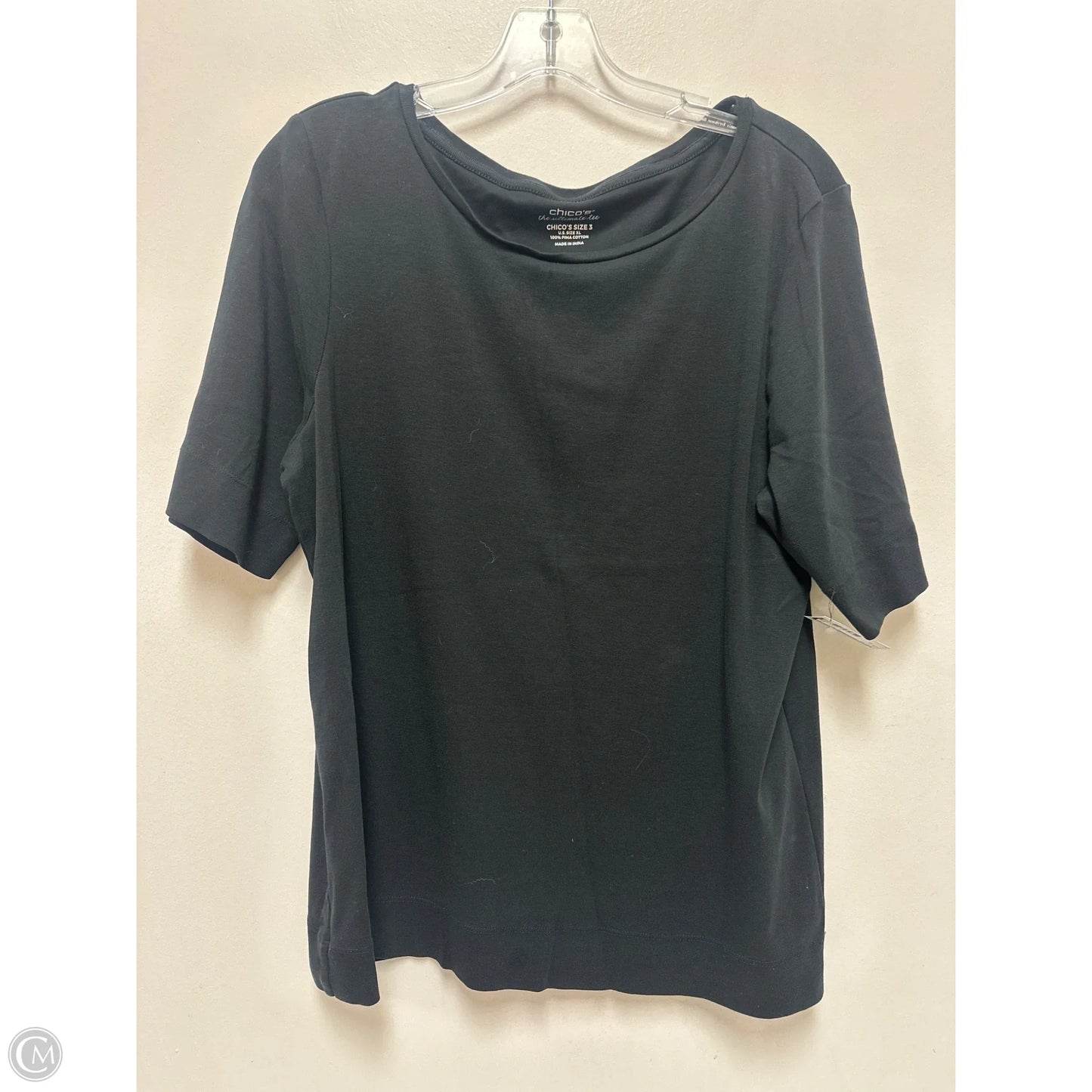 Top Short Sleeve By Chicos In Black, Size: Xl