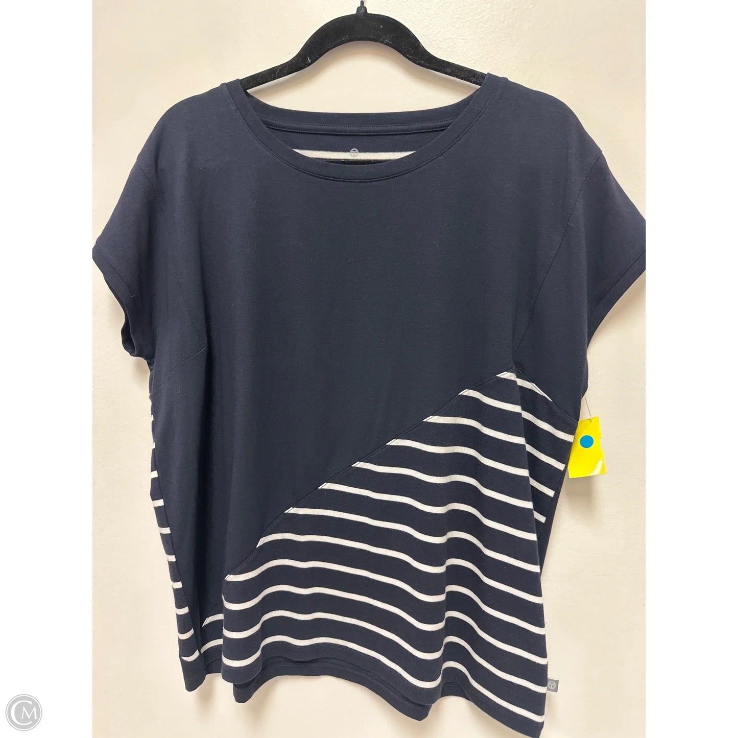 Top Short Sleeve By Talbots In Blue & White, Size: M