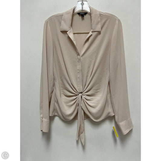 Blouse Long Sleeve By Express In Cream, Size: S