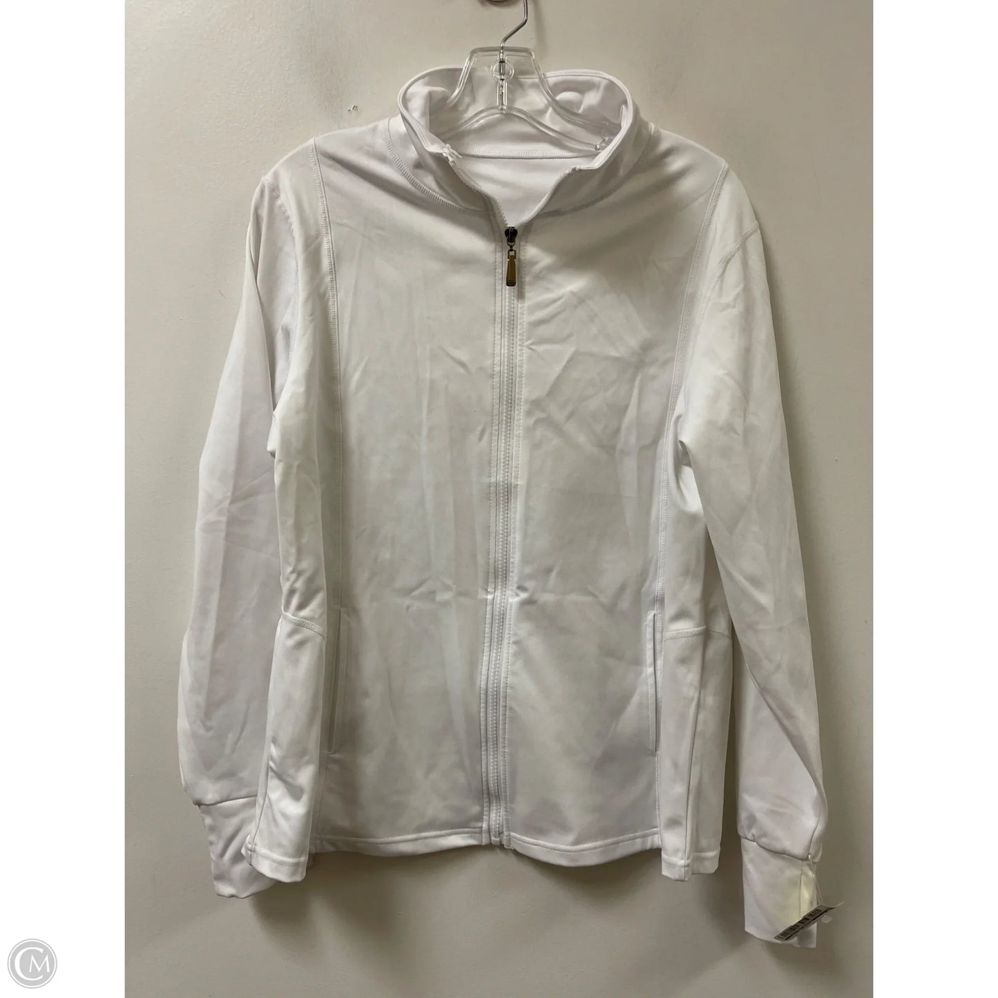 Athletic Jacket By Clothes Mentor In White, Size: 1x