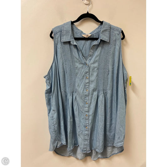 Top Sleeveless By Terra & Sky In Blue, Size: 3x