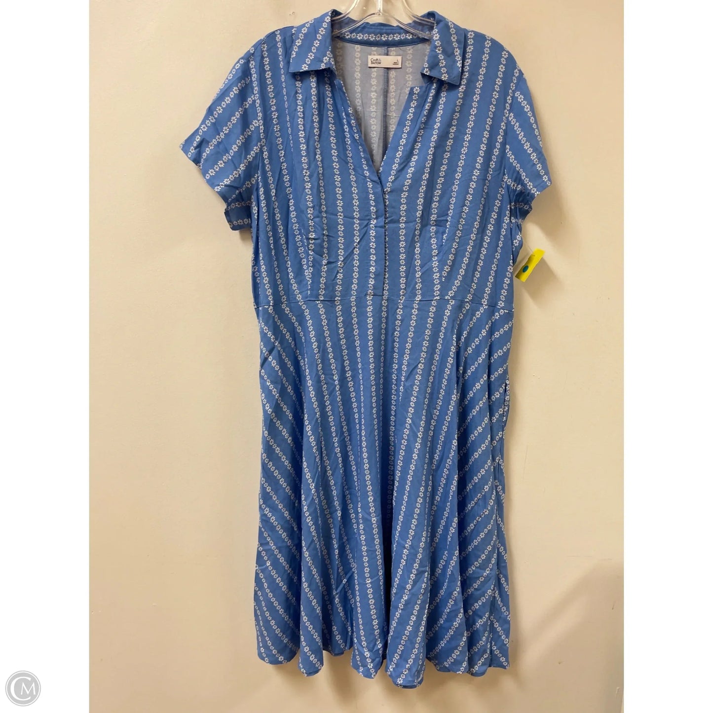 Dress Casual Midi By Croft And Barrow In Blue & White, Size: L