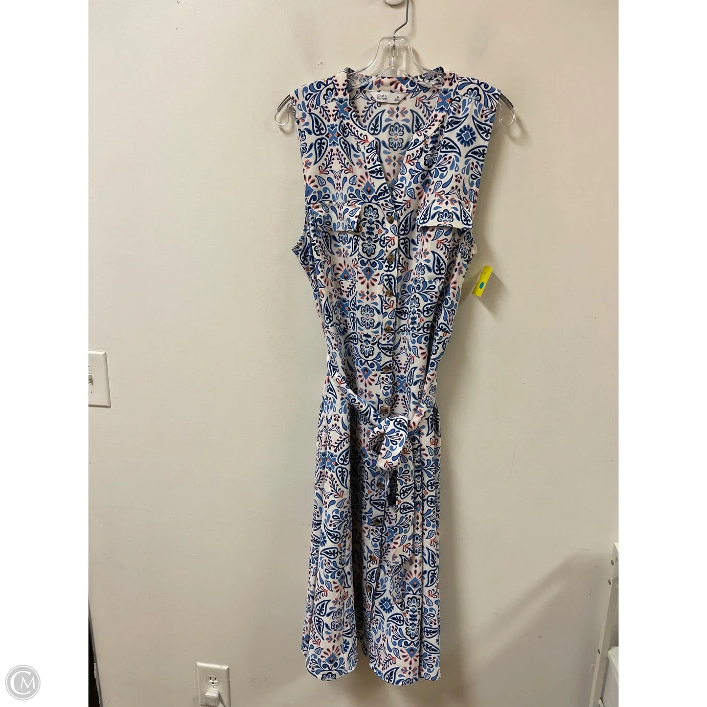 Dress Casual Midi By Croft And Barrow In Blue & White, Size: Xl