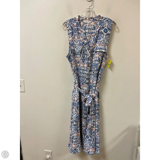 Dress Casual Midi By Croft And Barrow In Blue & White, Size: Xl